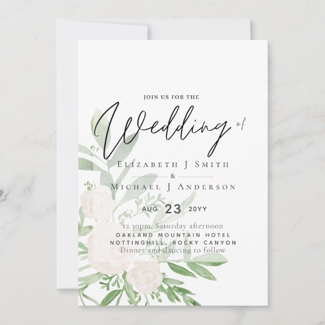 12x18 White Bouquet Script Overlay Budget Hochzeit (Vorderseite)