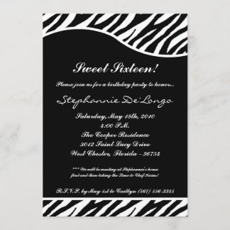 12x18 WhiteTiger Print Sweet16 Geburtstagsparty Ei Einladung