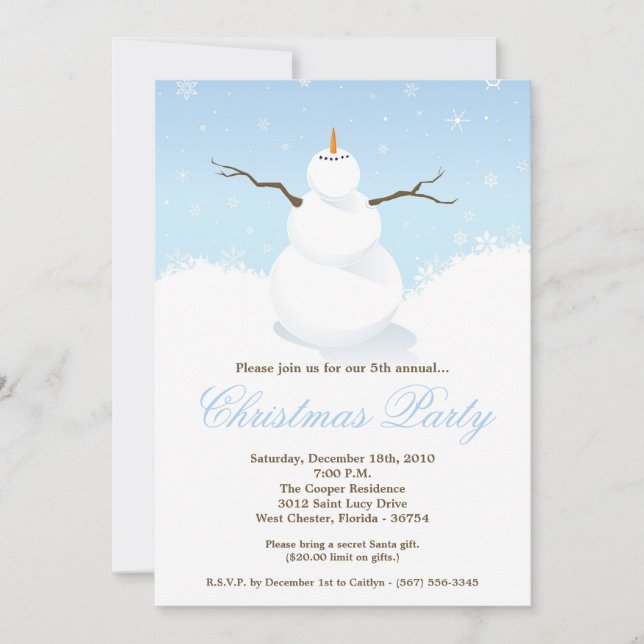 12x18 Winter Snow Snowman Weihnachts-Einladung Einladung (Vorderseite)