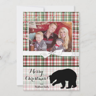 12x18 XMAS Karierter Bärenfotos Feiertagskarte