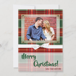 12x18 XMAS Weihnachten Karierte rote Stoffkarte