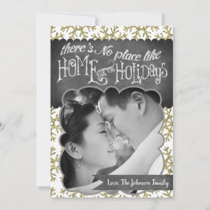 12x18 XMAS Weihnachts Gold Snowflake Glitt FOTOkar Feiertagskarte