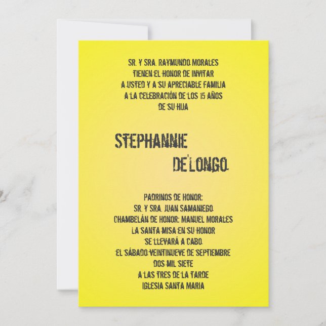12x18 Yello DJ Spin Turntable Quinceanera Einladun Einladung (Vorderseite)