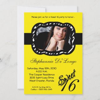 12x18 Yellow Band FOTO Sweet 16 Birthday Einladung