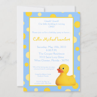 12x18 Yellow Blu Rubber Ducky Geburtstag Einladung