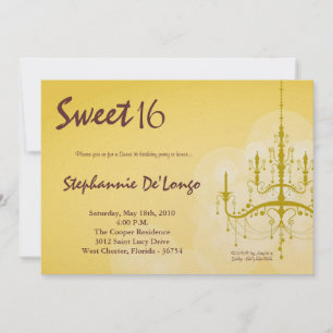 12x18 Yellow Chandelier Sweet 16 Birthday Einladun Einladung