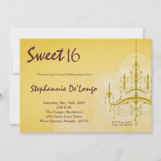 12x18 Yellow Chandelier Sweet 16 Birthday Einladun Einladung
