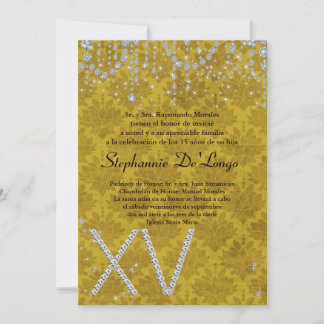 12x18 Yellow Diamond Quinceanera Einladung zum Geb