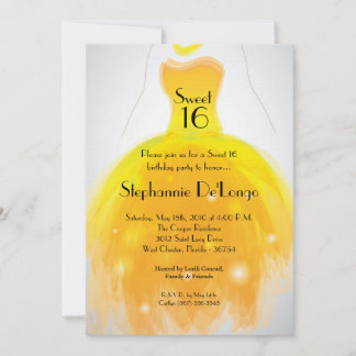 12x18 Yellow Dress Sweet 16 Birthday Einladung