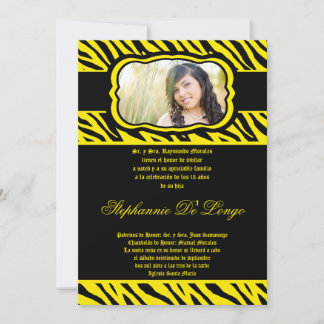 12x18 Yellow Zebra Print Quinceanera Einladung