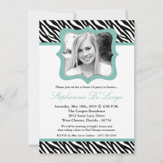 12x18 Zebra FOTO Sweet 16 Birthday Invite Einladung