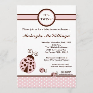 12x18 ZWILLINGE Baby-Duschen-Einladung rosa Einladung