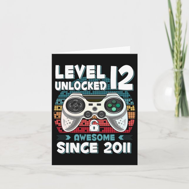 12yr Bday Son Boy Funny Gamer 12th 12 Year Old Bir Karte (Vorderseite)