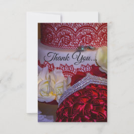1304-Hochzeitstorte, Bouquet und Rings Dankeskarte