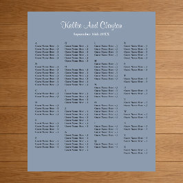 130 Blue Simple Wedding Seating Chart Poster