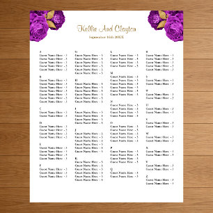 130 Tableau de Placement de Mariage Floral Violet 