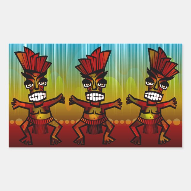 1312743176_Vector_Clipart Hawaiian Tiki men Rechteckiger Aufkleber (Vorderseite)