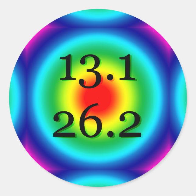 13.1 26.2 HALB- UND VOLLSTÄNDIGE MARATHON-RINBOW-K RUNDER AUFKLEBER (Vorderseite)