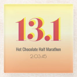 13.1 Fett Gelber Halbmarathon läuft Glasuntersetzer
