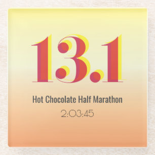 13.1 Fett Gelber Halbmarathon läuft Glasuntersetzer