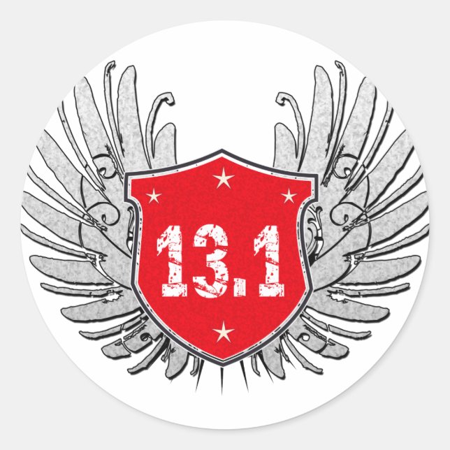13,1 Halbmarathonschild Runder Aufkleber (Vorderseite)