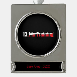 13.1. Training Abstrakter Halbmarathonlauf Banner-Ornament Silber