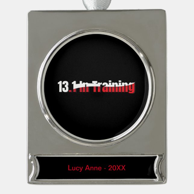 13.1. Training Abstrakter Halbmarathonlauf Banner-Ornament Silber (Vorderseite)