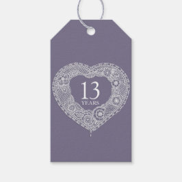 13 ans blanc dentelle effet coeur étiquettes cadea