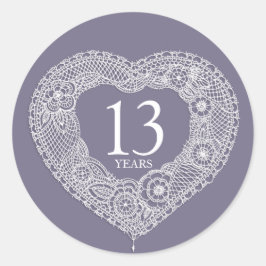 13 ans dentelle anniversaire autocollants coeur