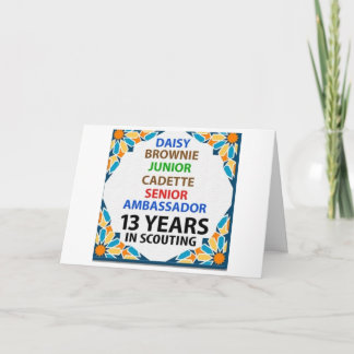 13 ans en Scoutisme carte de gratifications