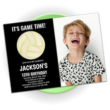 13. Black Volleyball Geburtstagseinladungen mit Fo