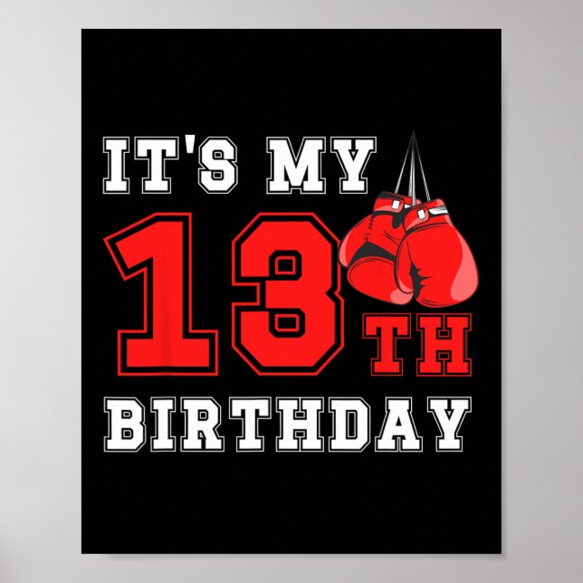 13. Boxing Geburtstagsparty Dreizehnjähriger Boxer Poster (Vorne)
