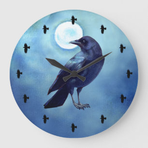 13-Crows Blue Acrylic Wall Clock Große Wanduhr