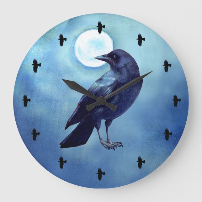 13-Crows Blue Acrylic Wall Clock Große Wanduhr (Vorderseite)