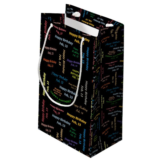 13. Februar Geburtstagsgeschenktasche Kleine Geschenktüte (Rückseite Schrägansicht)