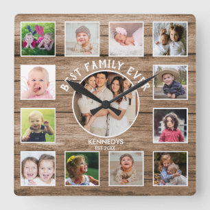 13 Foto-Collage Beste Familie Aller Zeiten Farmhau Quadratische Wanduhr