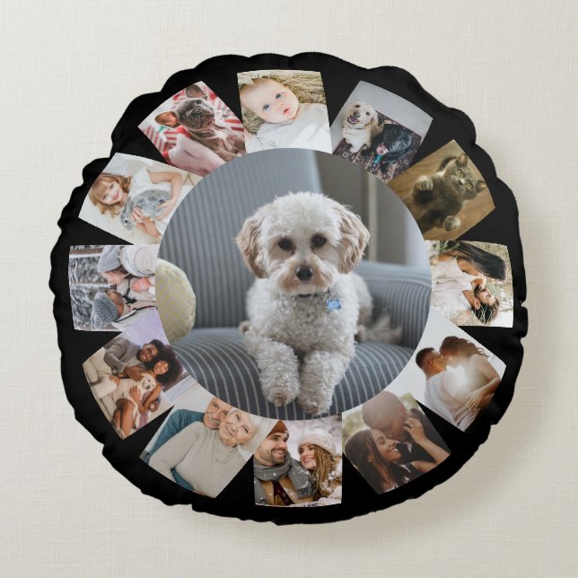 13 Foto von Klebeband Personalized Rundes Kissen (Vorderseite)
