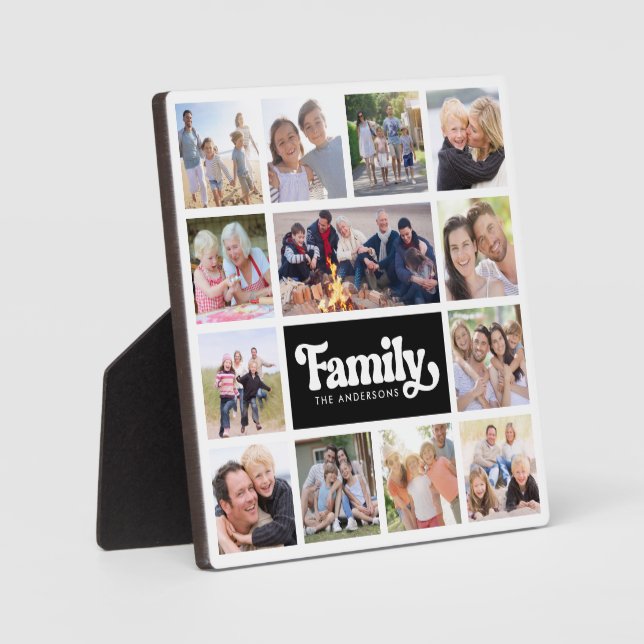 13 Fotos Collage Family Monogramm Fotoplatte (Vorderseite)