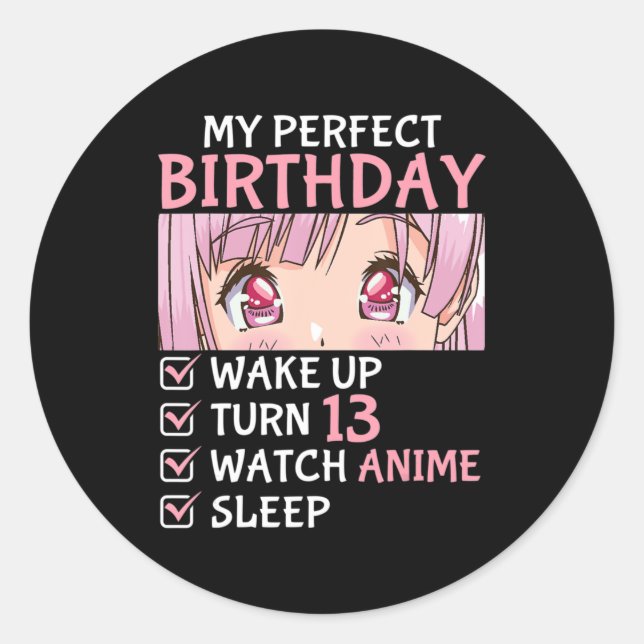 13. Geburtstag Anime 13 Jahre alter Anime Teen Runder Aufkleber (Vorderseite)