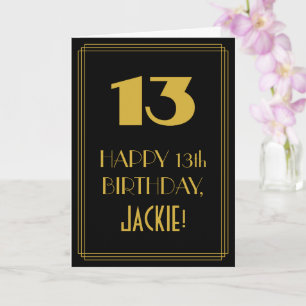 13. Geburtstag ~ Art Deco Inspiriert Look "13" & N Karte