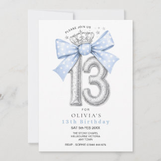 13. Geburtstag Blaue Coquette-Schleife Einladung