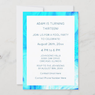 13. Geburtstag Blaues Abstraktes Künstlerisches Co Einladung