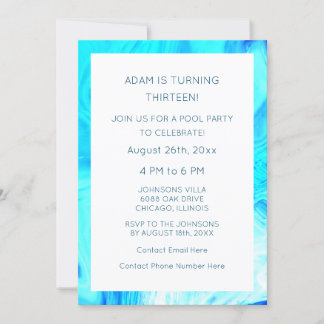 13. Geburtstag Blaues Abstraktes Künstlerisches Co Einladung