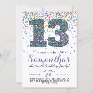 13. Geburtstag Confetti Einladung
