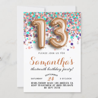 13. Geburtstag Confetti Einladung