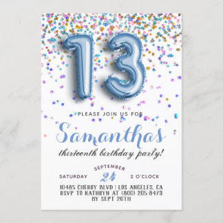 13. Geburtstag Confetti Einladung