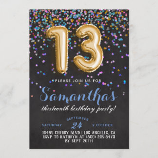 13. Geburtstag Confetti Einladung