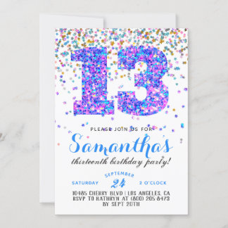 13. Geburtstag Confetti Einladung