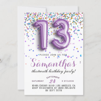 13. Geburtstag Confetti Einladung