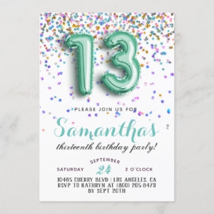 13. Geburtstag Confetti Einladung